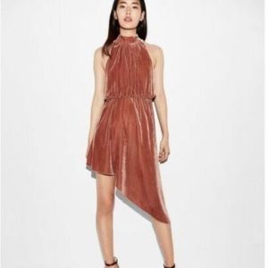 Express Mock Neck Asymmetrical Velvet Fit & Flare